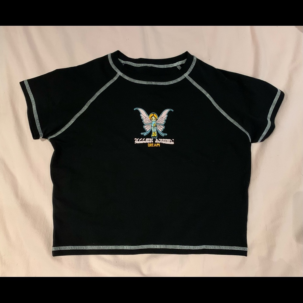 Y2K graphic black crop top